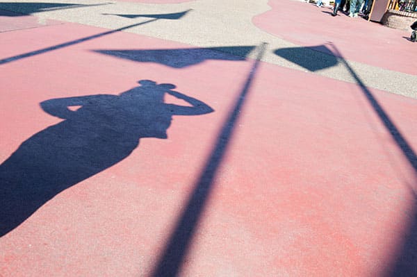 Shadows of people, American flag, Walt Disney World Resort