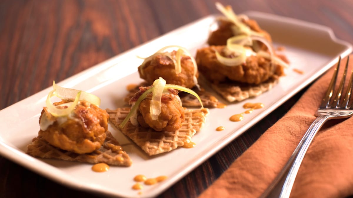 | The Main Street Mouse Chicken and Waffles at Scat Cats Club at Disneys Port Orleans Resort French Quarter