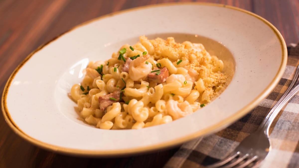 | The Main Street Mouse Mardi Gras Mac and Cheese at Scat Cats Club at Disneys Port Orleans Resort French Quarter