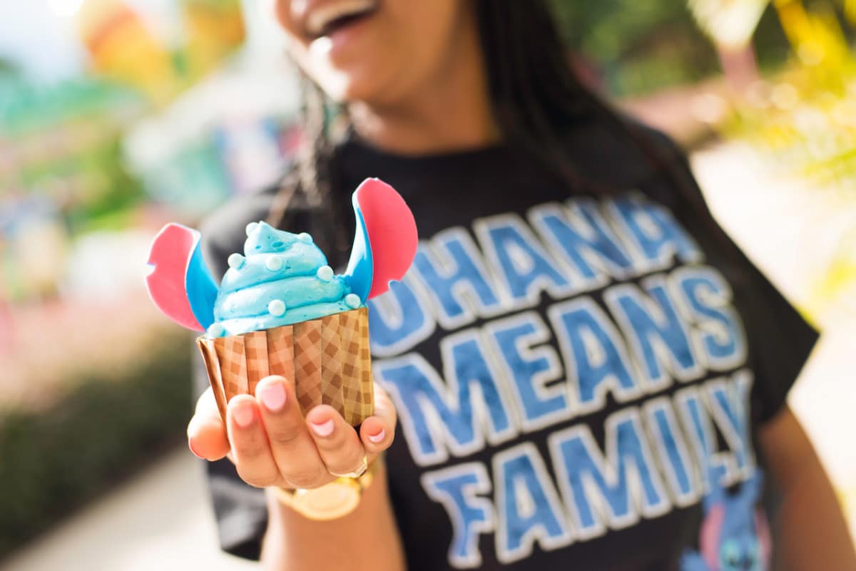 Stitchs Blue Raspberry Cupcake at End Zone Food Court at Disneys All Star Sports Resort
