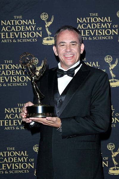 Jeff Thatcher and Jay Lee accept their award at the Daytime Emmy Awards