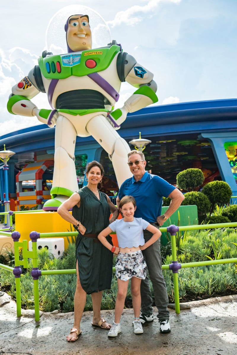 Tim Allen with wife Jane and daughter Elizabeth in Toy Story Land at Disney's Hollywood Studios
