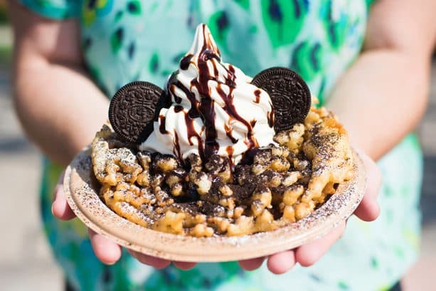 Cookies and Cream Funnel Cake at Oasis Canteen at Disneys Hollywood Studios