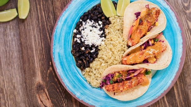 | The Main Street Mouse Fish Taco Plate at Cocina Cucamonga Mexican Grill at Disney California Adventure Park