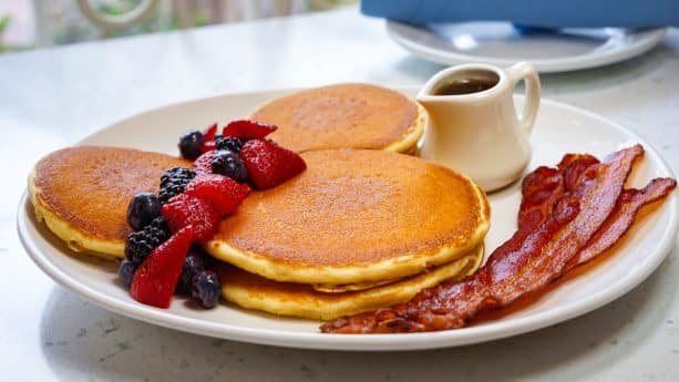 | The Main Street Mouse Mickey Pancakes at River Belle Terrace Breakfast at Disneyland Park