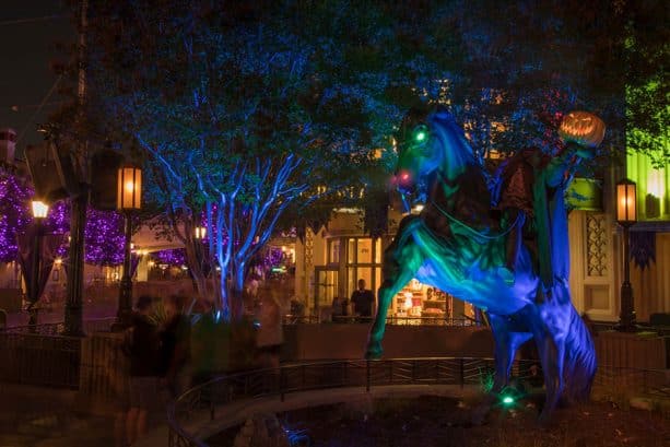 the Headless Horseman Statue Buena Vista Street at Disney California Adventure
