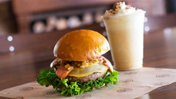 Smoked Sausage Burger and Pumpkin Shake at D-Luxe Burger for WonderFall Flavors at Disney Springs