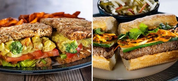 Island Curry Eggless Sandwich and Bahn Plant based Mi Sandwich at Sebastians Bistro at Disneys Caribbean Beach Resort