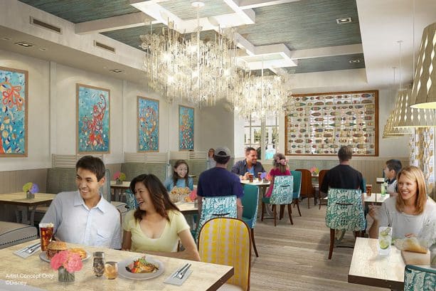 Sebastians Bistro Dining Room Rendering at Disneys Caribbean Beach Resort