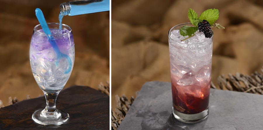 Transformation Potion and Stone Fruit and Berry Breeze Non alcoholic Beverages at Storybook Dining at Artist Point at Disneys Wilderness Lodge