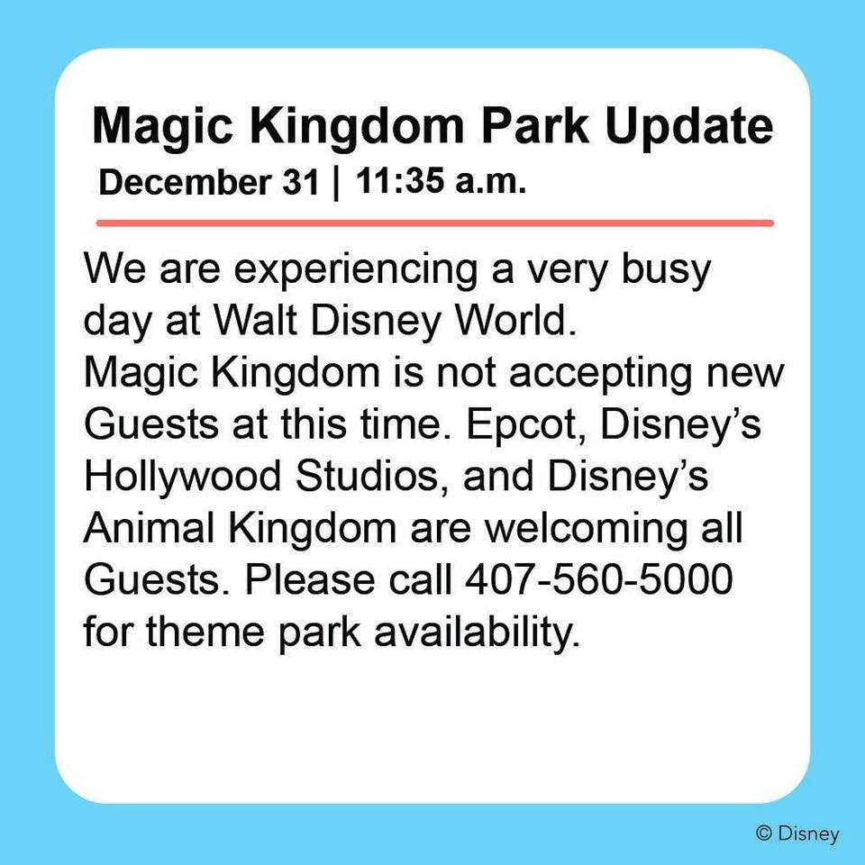 Disney's Magic Kingdom Already Hitting Capacity Closures (Details below