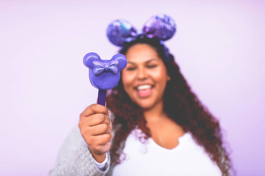 Purple Minnie Cake on a Stick at Magic Kingdom Park