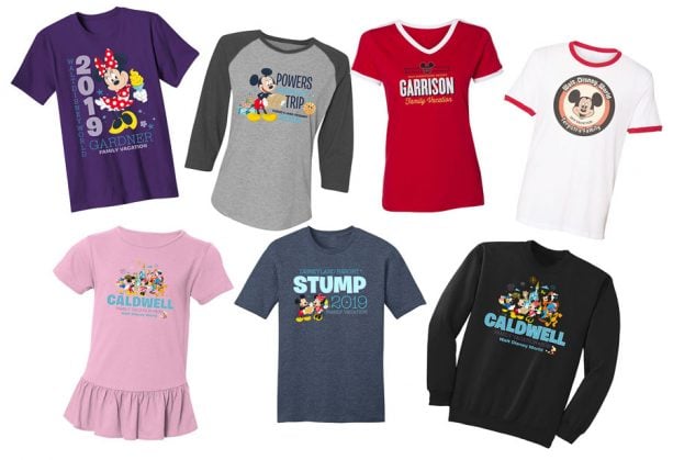 Custom T-shirt options from shopDisney.com
