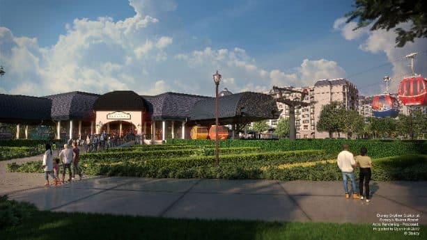 Disney Skyliner station at Disneys Riviera Resort rendering