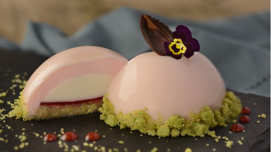 | The Main Street Mouse Vanilla Rose Water and Pistachio Panna Cotta from the Masterpiece Kitchen Food Studio at Epcot International Festival of the Arts