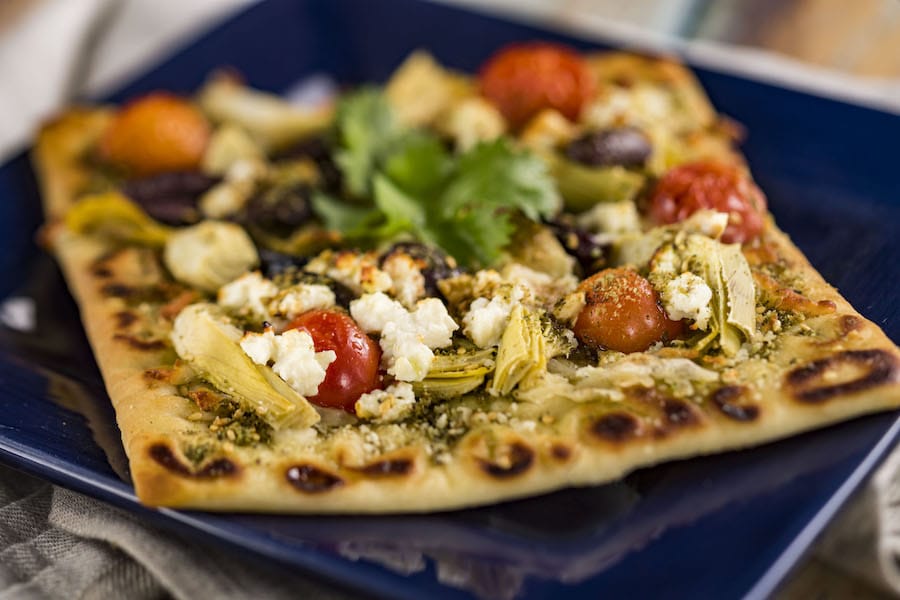| The Main Street Mouse Mediterranean Flatbread from the Mosaic Canteen Food Studio at Epcot International Festival of the Arts