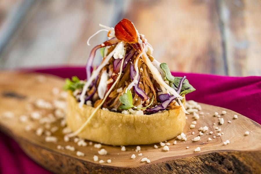 | The Main Street Mouse Sopes De Chilorio from El Artista Hambriento Food Studio at Epcot International Festival of the Arts