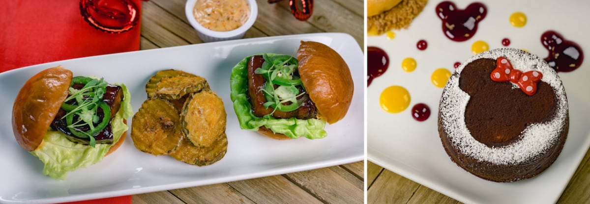 Southern Pork Belly Sliders and Chocolate Lava Cake from River Belle Terrace for Minnie’s Valentine’s Day Surprise at Disneyland Park