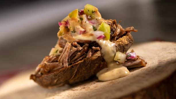 Shredded Beef Brisket with Smoked Potato from The Smokehouse: Barbecue and Brews at the 2019 Epcot International Flower & Garden Festival