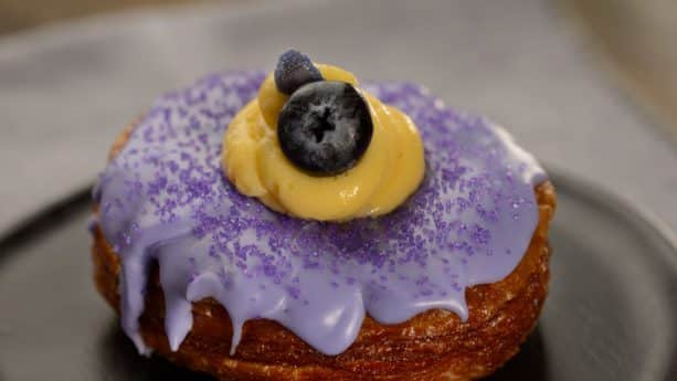 Violet Blueberry Vanilla Croissant Doughnut from Taste Track at the 2019 Epcot International Flower Garden Festival