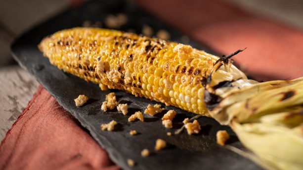 Grilled Street Corn on the Cob with Savory Garlic Spread from Trowel Trellis at the 2019 Epcot International Flower Garden Festival