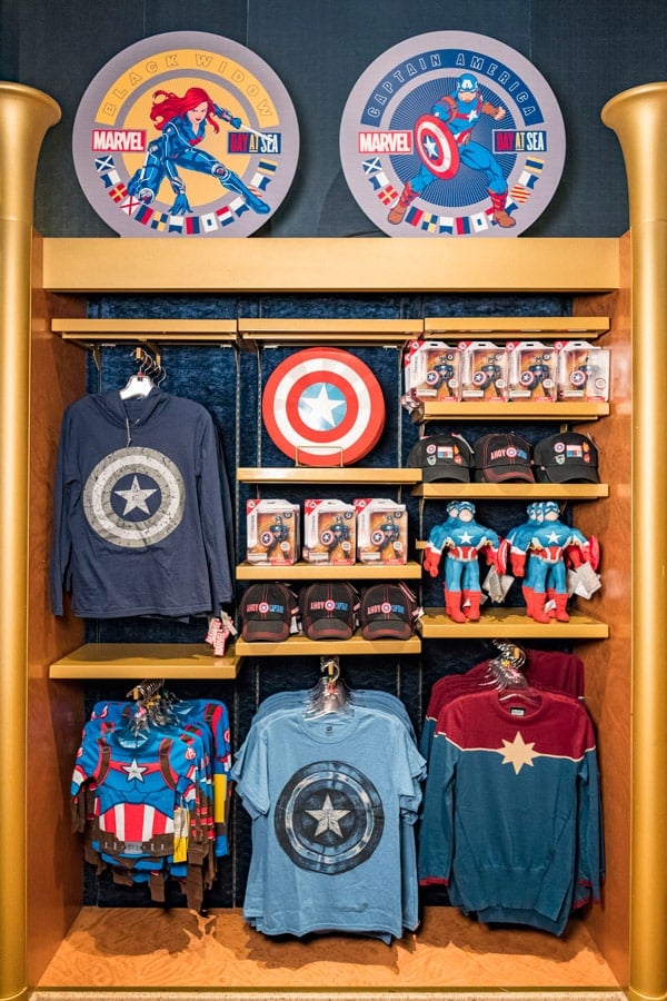 Captain America merchandise available during Marvel Day at Sea