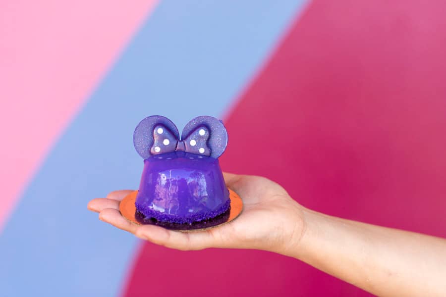 Purple Minnie Dome Cake at Fountain View at Epcot