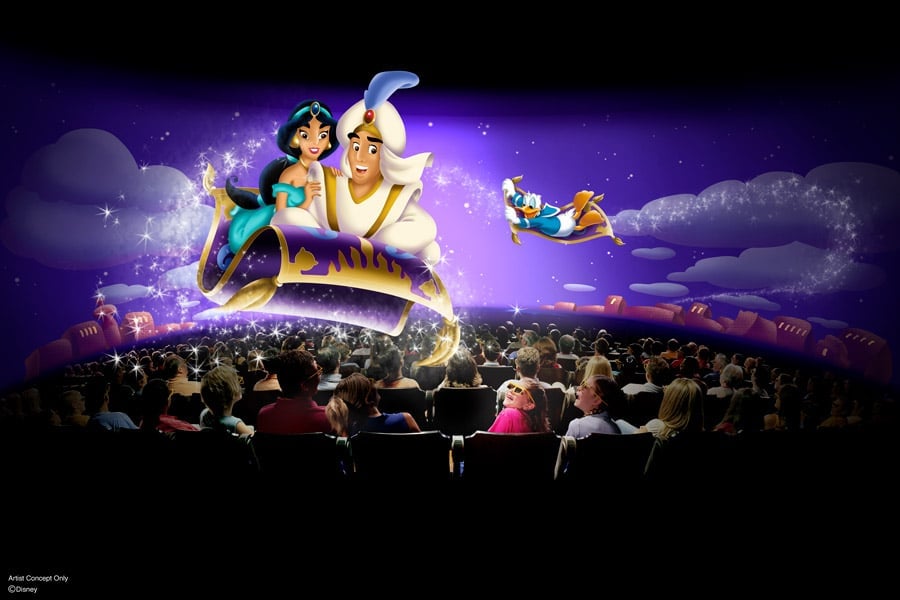 ‘Mickey’s PhilharMagic’ artist concept with Aladdin, Jasmine and Donald Duck
