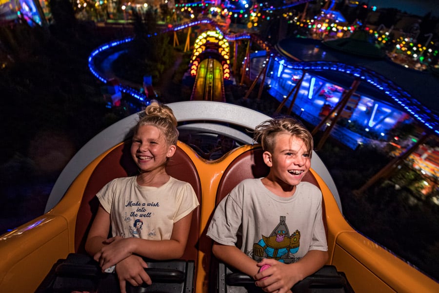 | The Main Street Mouse Slinky Dog Dash in Toy Story Land at Disney's Hollywood Studios - Nighttime Photo