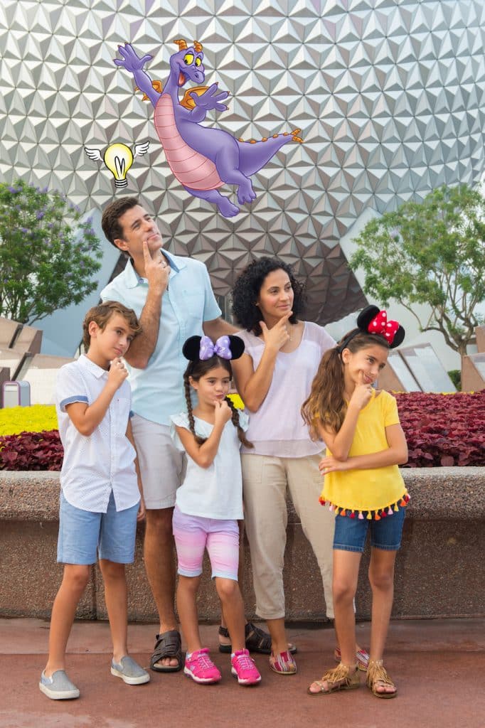 Disney PhotoPass Magic Shot at the main park entrance and in Future World at Epcot