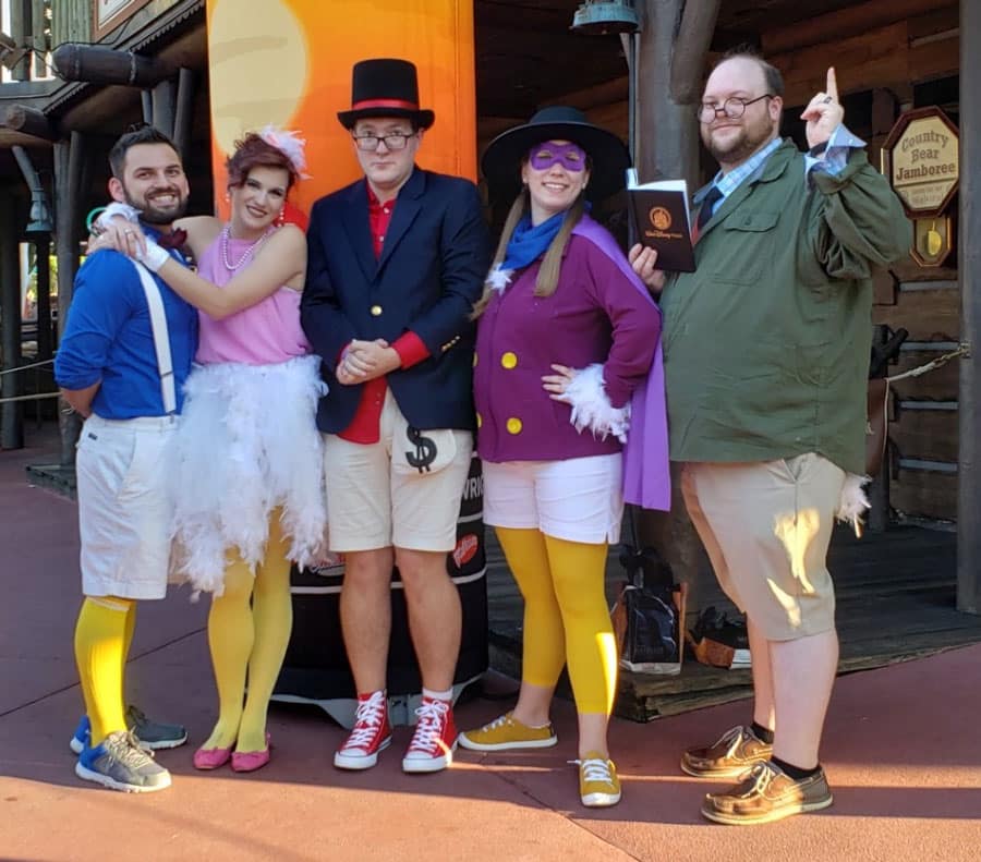 Donald Duck, Daisy Duck, Scrooge McDuck, Darkwing Duck and Ludwig Von Drake group costume