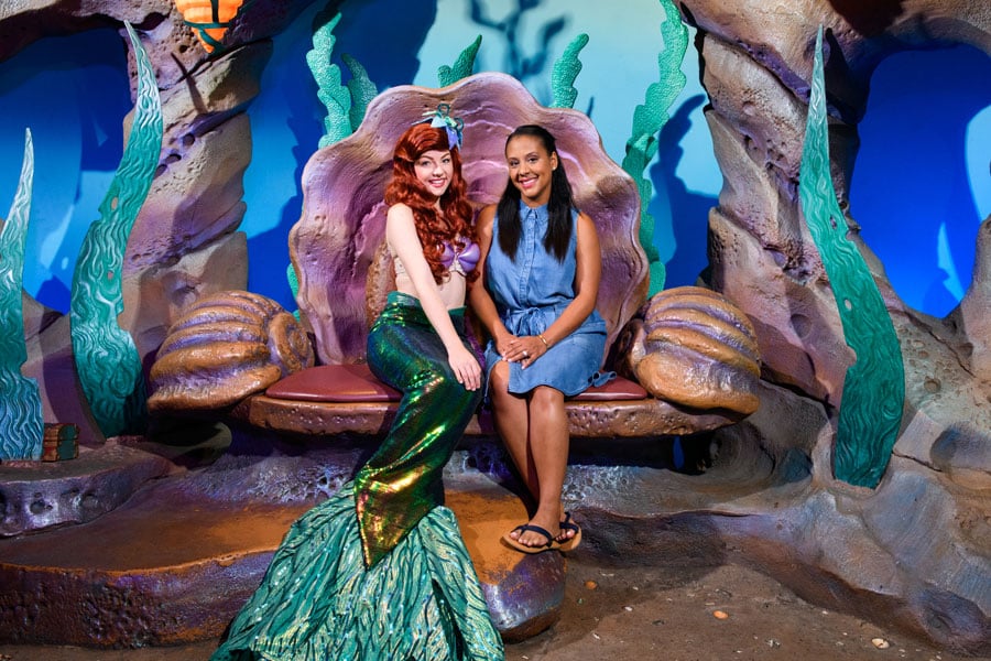 Meeting Ariel at her grotto in Fantasyland at Magic Kingdom Park