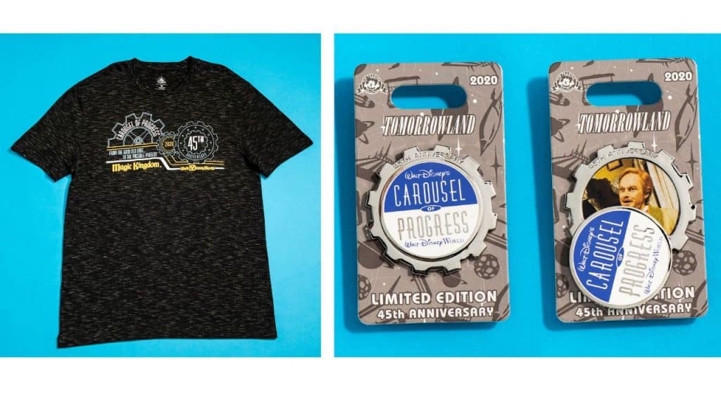 Carousel of Progress 45th anniversary shirt and pins