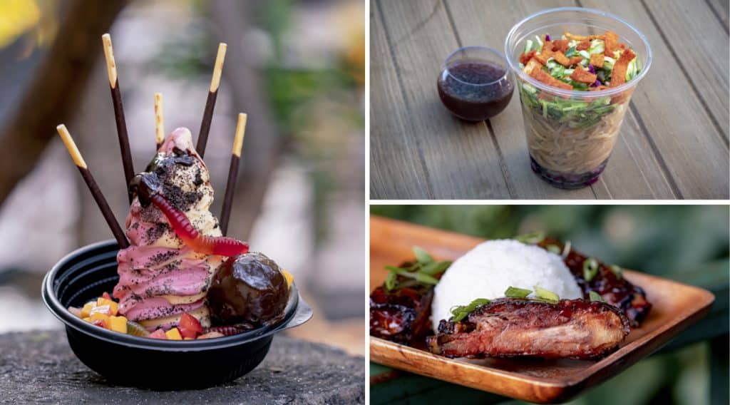 Specialty Dole Whip Loaded with Chocolate Chilled Shaker style Salad with Crunchy Noodles and Specialty Rib Bowl