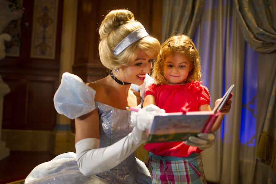 Girl meeting Cinderella at Princess Fairytale Hall