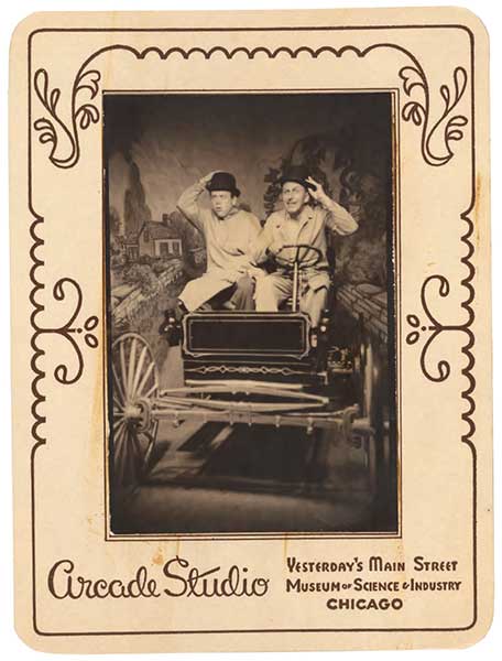 A souvenir “tintype” of Walt and Ward at the 1948 Chicago Railroad Fair.