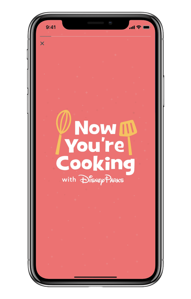 | The Main Street Mouse Now You're Cooking screen on the Disney Experience Mobile App