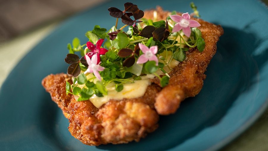 Offerings from The Citrus Blossom Marketplace for the 2020 Epcot Taste of International Food & Wine Festival - Crispy Citrus Chicken with Orange Aïoli and Baby Greens (Gluten/Wheat Friendly)