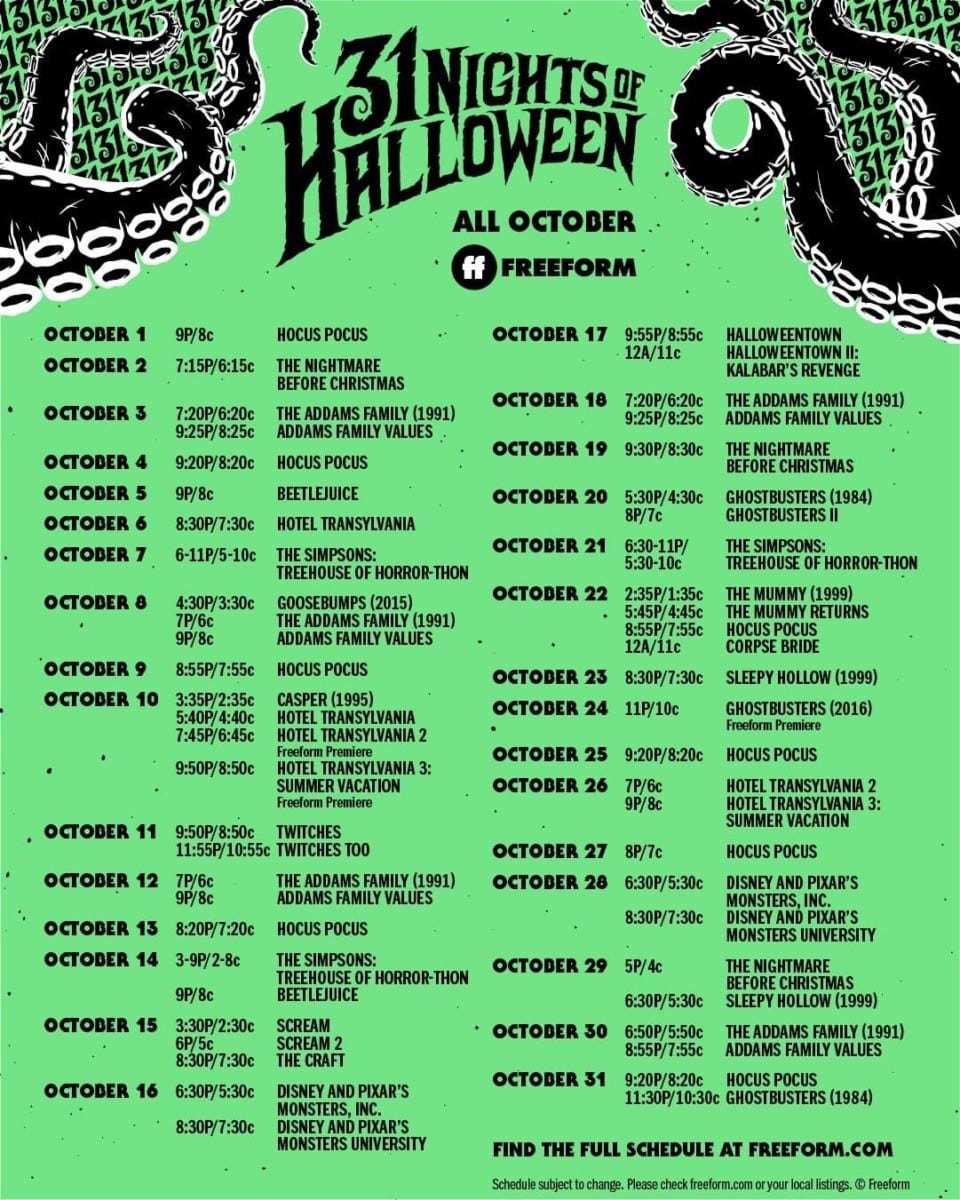 Freeform’s 31 Nights of Halloween Schedule