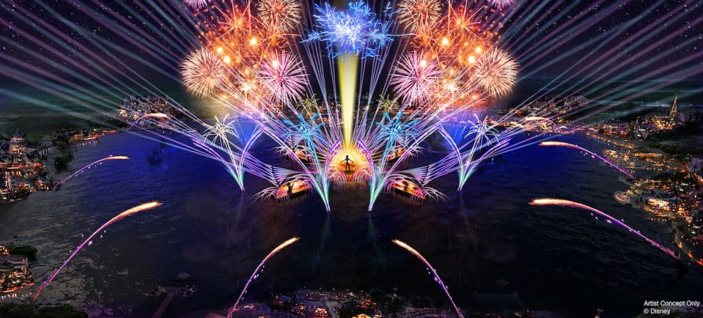 In 2020 the new HarmonioUS will debut at Epcot as the largest nighttime spectacular ever created for a Disney park It will celebrate how the music of Disney inspires people the world over carrying them away harmoniously on a stream of familiar Disney tunes reinterpreted by a diverse group of artists from around the globe HarmonioUS will feature massive floating set pieces custom built LED panels choreographed moving fountains lights pyrotechnics lasers and more