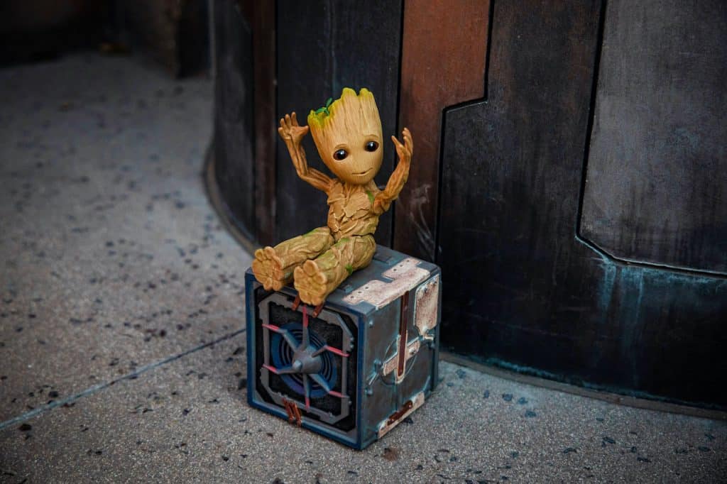 Interactive Groot action figure and Bluetooth speaker