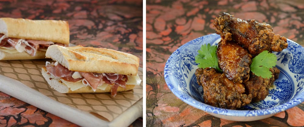 Ham and Cheese Bocadillo and Chicken Wings