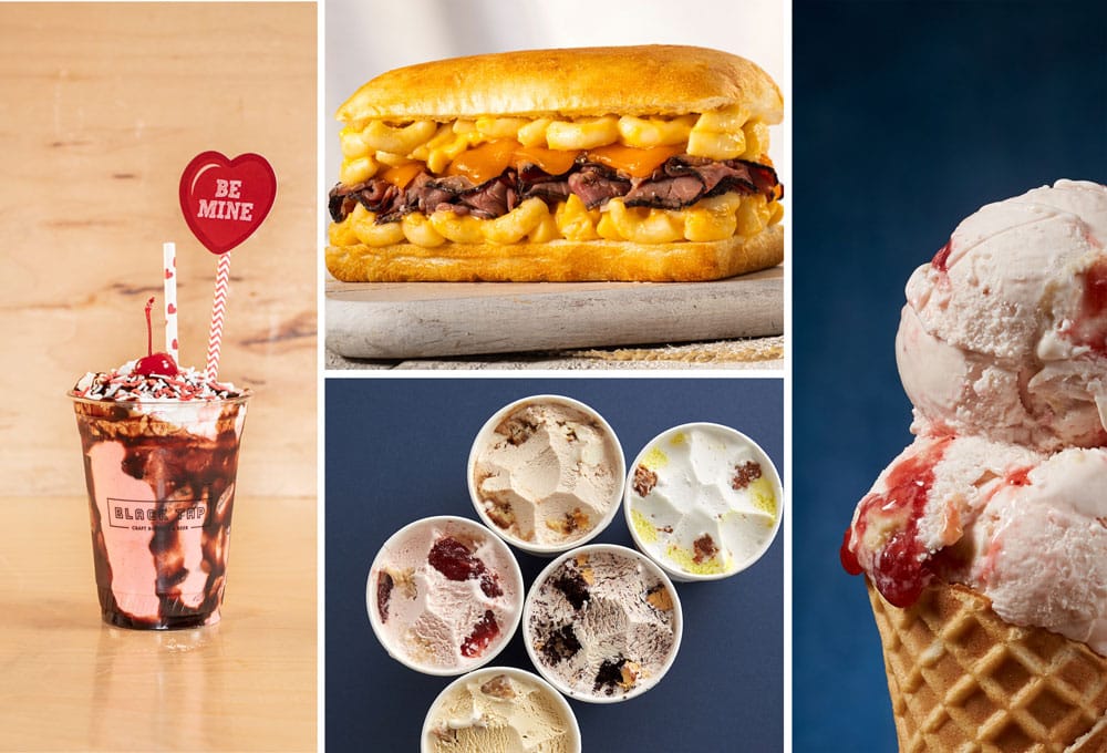 Beefy Mac Cheesy Sandwich Red Velvet Cake Batter Shake