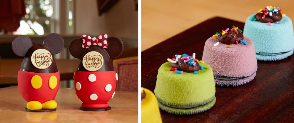 Mickey and Minnie Chocolate Easter Egg and Easter Carrot Cupcake available at The Market at Ale Compass and The Beach Club Marketplace Disneys Yacht Beach Club Resort