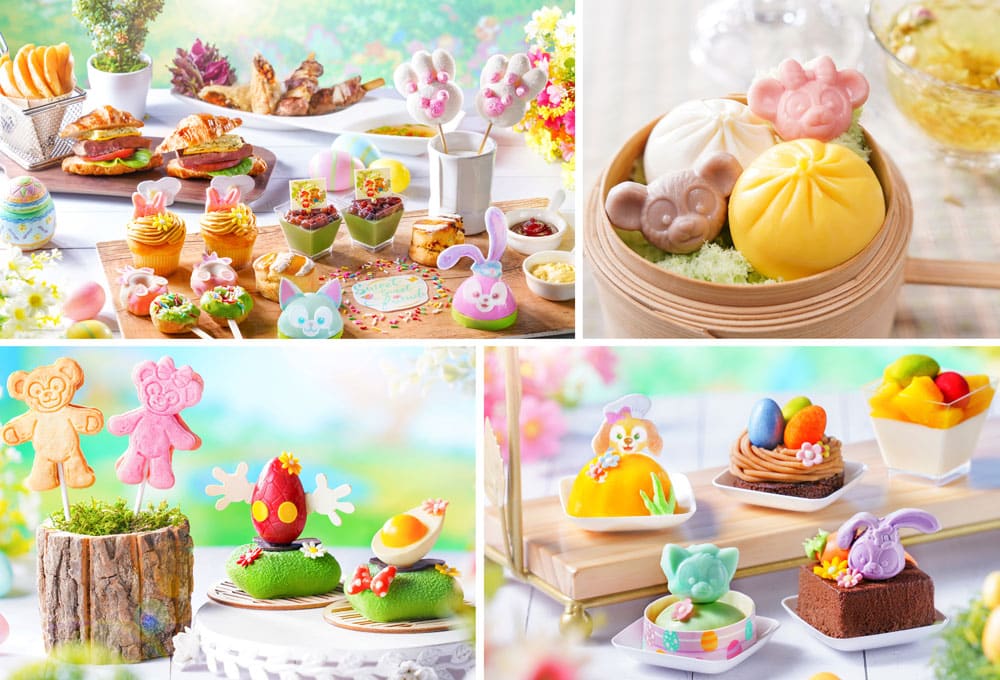 Xiao Long Bao Style Dessert Set with Flower Tea Duffy and Friends All Day Breakfast Style Dessert Duffy and ShellieMay Character Lollipop Cookie Easter themed Treats Colorful Tea ZoneEaster Egg Chocolate