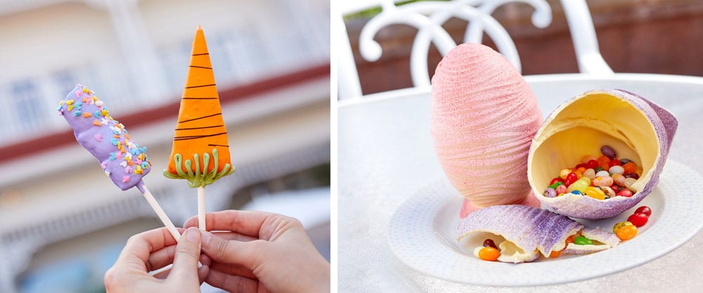 Carrot Blondie Pop, The Grand Egg, and Marshmallow Bunny Tail Pops available at Gasparilla Island Grill, Disney Grand Floridian Resort & Spa