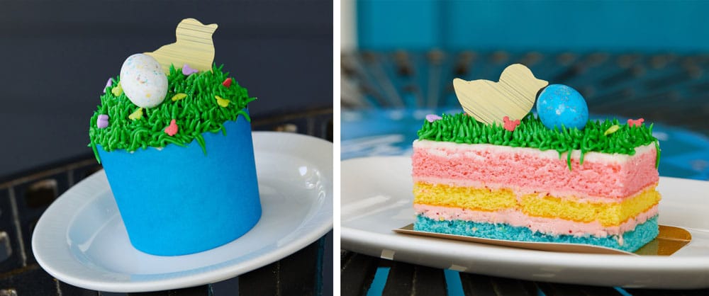 Easter Cake available at The Artist Palette Disneys Saratoga Springs Resort and Easter Cupcake available at Goods to Go Disneys Old Key West Resort