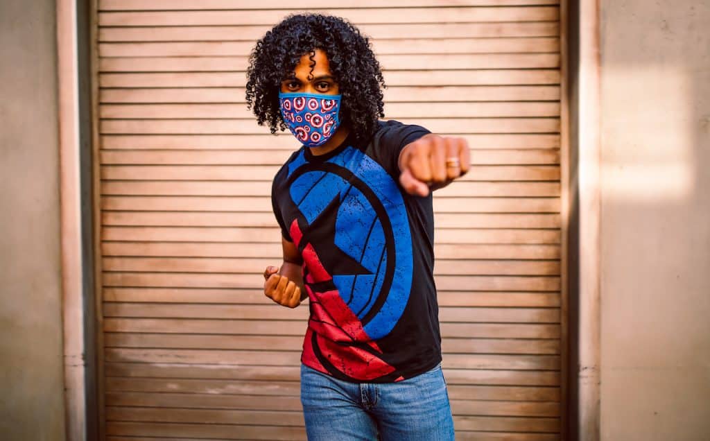 Rustic T shirt with Sam WilsonFalcon and Bucky BarnesWinter Soldier logos