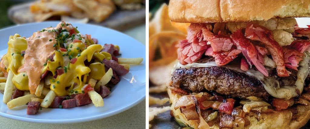 | The Main Street Mouse Irish Nachos and Corned Beef and Cabbage Burger from Uva Bar Café at Downtown Disney District