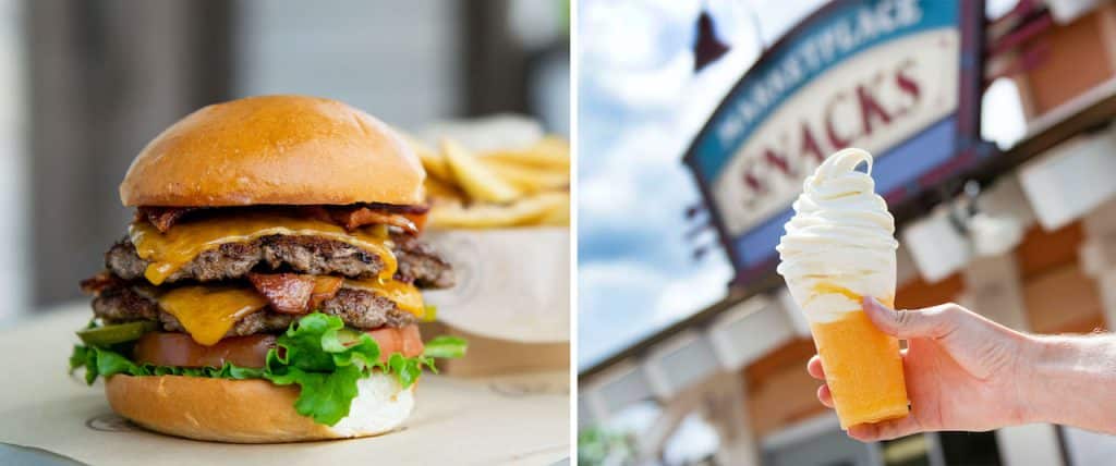 Double Bacon Stack Burger and Orange Slushy Topped with Vanilla Soft serve